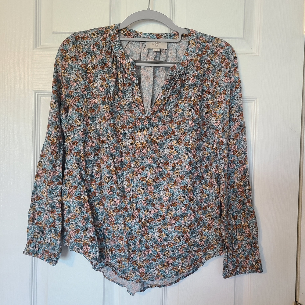 LOFT Multicolor Floral Blouse
